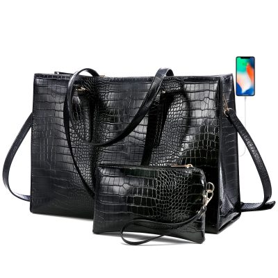Black Leather Tote Bag