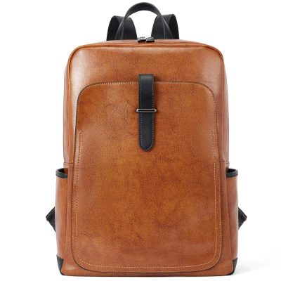 brown leather backpack